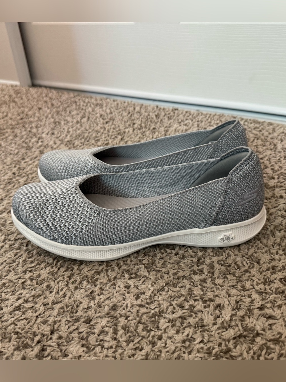 Skechers Light Gray Slip-On Knit Ballet Flats